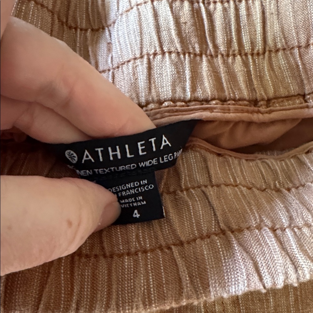 Athleta Cabo linen textured wide leg pants like new size 4 small - Picture 5 of 9